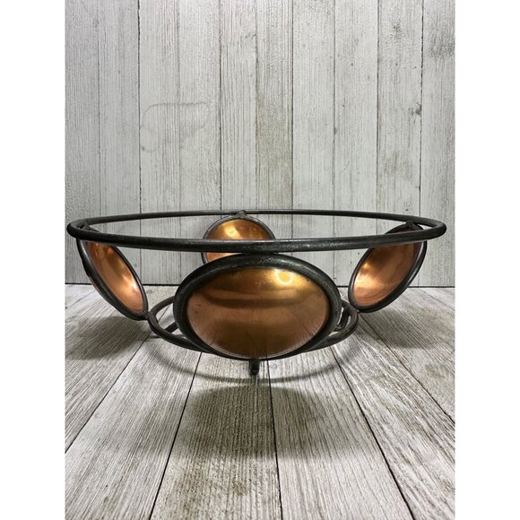 Vtg Ambrosia MCM Metal Wire & Brass Copper Basket Fruit Bowl Decor 1995 11" DIA - Picture 1 of 10